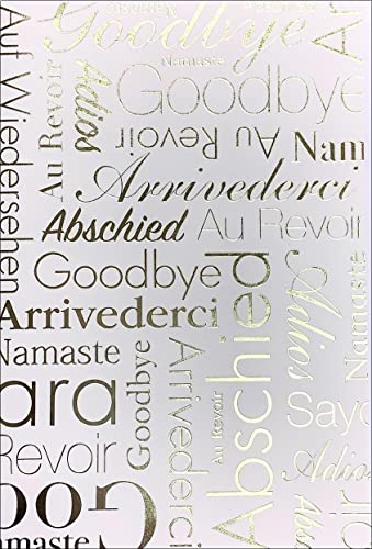 Abschiedskarte mehrsprachig Schrift weiß silber von ABC Kunst- und Glückwunschkarten