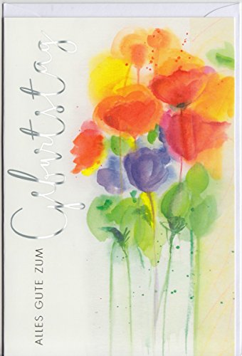 Geburtstagskarte Aquarell-Blumen Alles Gute von ABC Kunst- und Glückwunschkarten