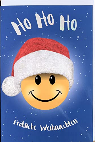 Weihnachtskarte Fröhliche Weihnachten Smiley mit Holografiefolie von ABC Kunst- und Glückwunschkarten