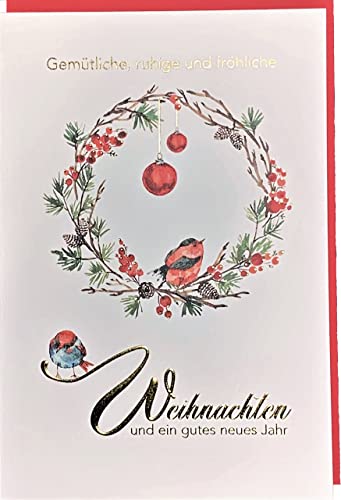 Weihnachtskarte Gemütliche ruhige fröhliche Weihnachten Mistelkranz von ABC Kunst- und Glückwunschkarten