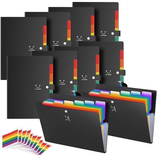 ABC Life 10 Stücke Fächermappe A4, 7 Taschen Dokumentenmappe Erweiterbar Tragbar Aktenordner Büro Schulordner Dokumente Organisator Mit Druckknopf von ABC life