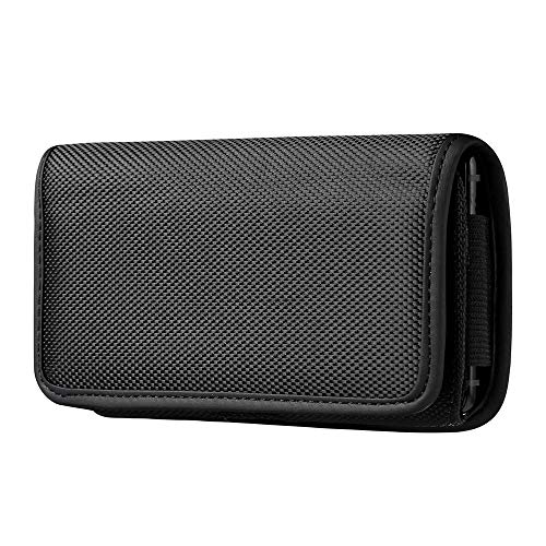 ABCTen Horizontale Gürteltasche für Xiaomi 11T 11 Lite 5G / Redmi Note 10 Pro / Redmi 9A 9C 10 / Wiko View3 Clip Gürteltasche Holster Oxford Schutzhülle Smartphone Schutz, XL 16,5 x 8,5 cm von ABCTen