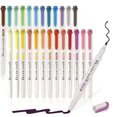 ABEIER Textmarker,25 Farben Pastell Textmarkermit mit zwei Spitzen,Chisel and Fine Tips Macron-Farben für Erwachsene und Kinder, Schulbedarf von ABEIER