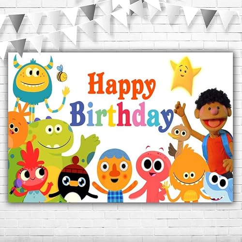 Super Simple Songs Thema Geburtstag Party Supplies 1,5 x 0,9 m Happy Birthday Cartoon Spielzeug Geburtstag Hintergrund Erster Geburtstag Vinyl Super Simple Songs Monster Geburtstag Dekorationen von ABINE