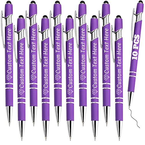 Personalisierte Stifte Bulk 10 mit Namen Benutzerdefinierte Kugelschreiber mit Stylus-Spitze Benutzerdefinierte Kostenlose Gravur Stifte Geschenke für Jahrestag,Geburtstag oder Graduierung,Lila von ABIsedrin