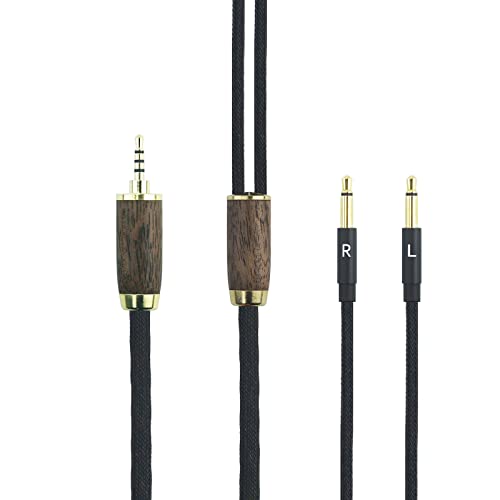 2,5 mm TRRS symmetrischer Stecker 6N OCC Kupfer versilbertes Kabel 2,5 mm symmetrisches Kabel kompatibel mit Meze 99 Classics, für Meze 99 Neo Kopfhörer, Walnussholz von ABLET