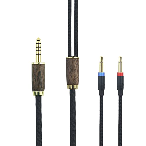 4,4 mm symmetrischer Stecker, 6 N OCC, versilbertes Kupferkabel, 4,4 mm symmetrisches Kabel, kompatibel mit Denon AH-D7200, AH-D7100, AH-D9200, AH-D5200, für Focal Elear Kopfhörer, Walnussholzgehäuse von ABLET