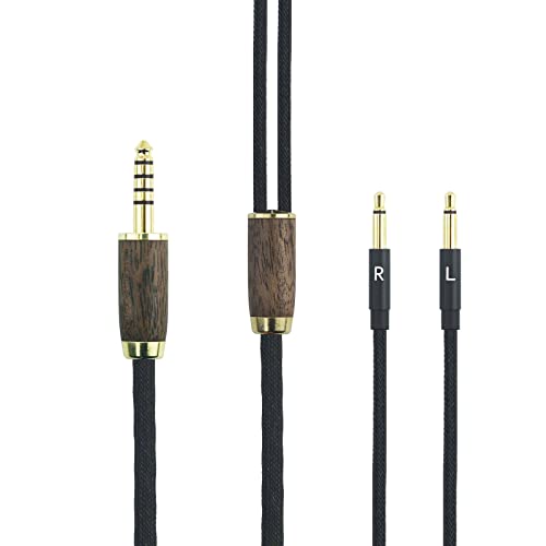 4,4 mm symmetrischer Stecker 6N OCC Kupfer versilbertes Kabel 4,4 mm symmetrisches Kabel, kompatibel mit Meze 99 Classics, für Meze 9 Neo Kopfhörer, Walnussholz von ABLET