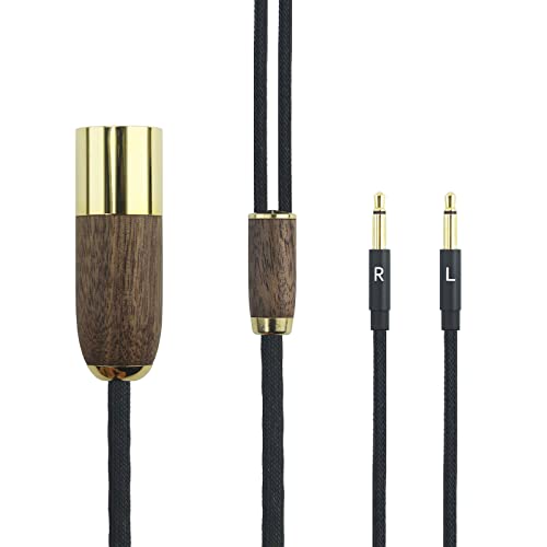 4-poliger XLR-Stecker, symmetrischer Stecker, 6N OCC Kupfer, versilbertes Kabel, 4-poliges XLR-Kabel, kompatibel mit Meze 99 Classics, für Meze 99 Neo Kopfhörer, Walnussholz von ABLET