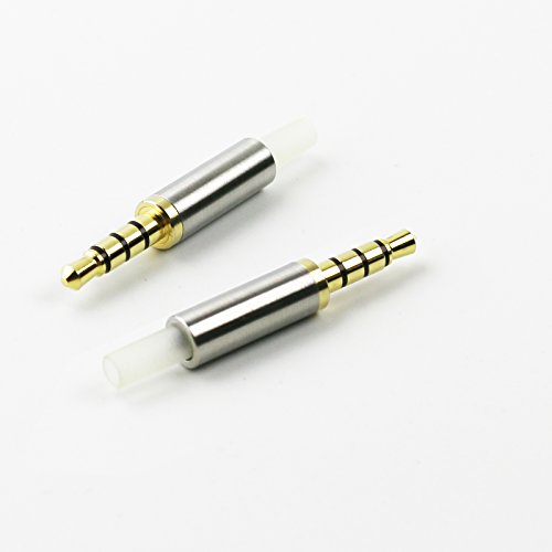 ABLET 2 Pack Gold 1/8" 3.5mm 4 Pole TRRS Male Reparatur Kopfhörer Buchse Stecker Metall Audio Löten Headset Stecker Silber von ABLET