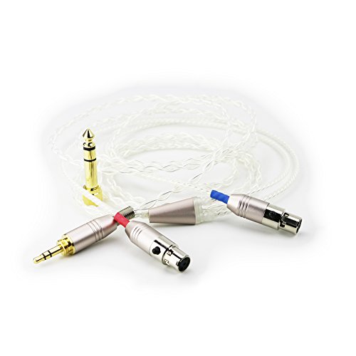 Ablet Audio-Upgrade-Kabel kompatibel mit Audeze LCD-2, LCD-3, LCD-4, LCD-X, LCD-XC Kopfhörern, versilberter Draht mit 3,5 mm Stecker und 6,3 mm Adapter von ABLET