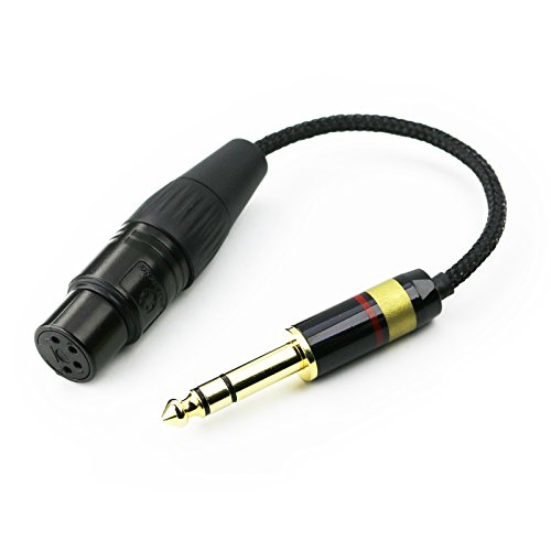 Ablet HIFI 6,35 mm 6,35 mm Stecker auf 4-polige XLR-Buchse, symmetrische Kopfhörer, TRS, versilberter Audio-Adapter für 4-polige XLR-Stecker-Kopfhörerkabel. von ABLET