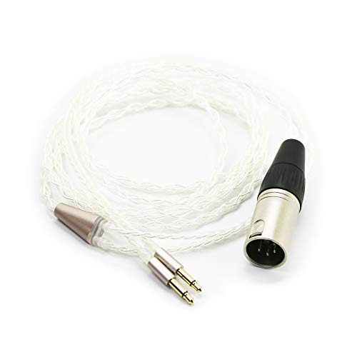 Ablet HiFi-Kabel mit 4-poligem XLR-Stecker, symmetrisch, kompatibel mit Denon AH-D600, AH-D7200, AH-D7100, Meze 99 Classics, Focal Elear Kopfhörer, versilbertes Ersatz-Audio-Upgrade-Kabel von ABLET