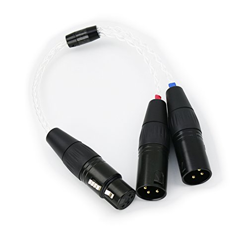 Ablet HiFi-Kabel mit 4-poliger XLR-Buchse auf 2 x 3-poligen XLR-Stecker, symmetrisch, versilbert, Kopfhörer-Audio-Adapter von ABLET