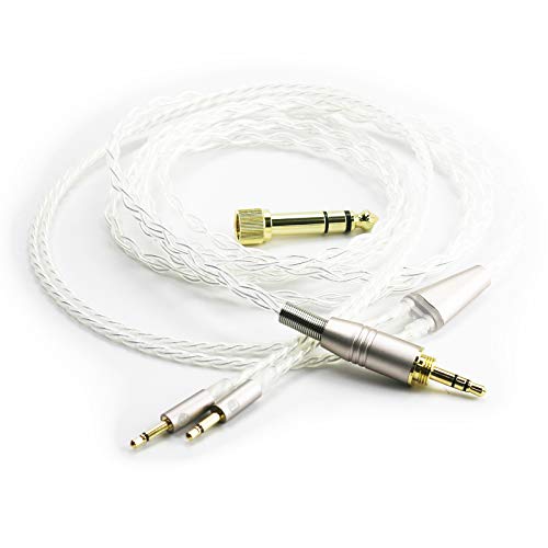 Ersatz-Audio-Upgrade-Kabel, kompatibel mit Monolith M1060, M1060C, M565, M565 Kopfhörern, versilberter Draht mit 3,5 mm 1/8 Zoll Stecker und 6,3 mm 1/4 Zoll Adapter von ABLET