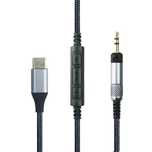 USB C Audio Cable Compatible with Audio Technica ATH-M50x ATH-M40x ATH-M70x ATH-M60X Kopfhörer, Remote Volume Mic Compatible with iPhone 15/15 Plus/15 Pro, Compatible with iPad 10th/9th/Pro/Air/mini von ABLET