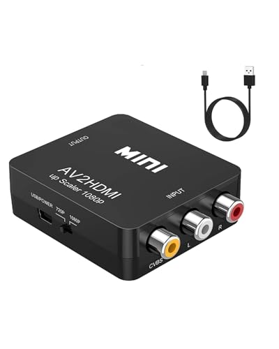 ABLEWE RCA auf HDMI Konverter, AV zu HDMI Adapter 1080P Mini Cinch Composite CVBS Video Audio Konverter Adapter - Unterstützung von PAL/NTSC für TV/PC/PS3/STB/Xbox VHS/VCR/Blu-Ray DVD-Player. von ABLEWE