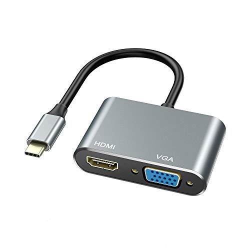 ABLEWE USB C zu HDMI VGA Adapter mit 4K HDMI,1080P VGA, 2-in-1 USB Type C Hub,Thunderbolt 3 auf HDMI+VGA Adapter für MacBook/MacBook Pro/Air,Chromebook Pixel,LenovoYoga,Dell XPS 13,Samsung Galaxy usw von ABLEWE