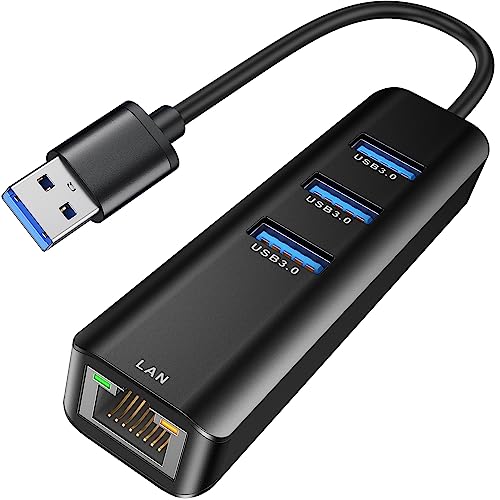 USB zu Ethernet Adapter,ABLEWE 3 Ports USB Hub 3.0 mit RJ45 Gigabit Ethernet LAN Netzwerkadapter，USB LAN Adapter (MacBook Air 2017, iMac, XPS, Surface Pro, Linux, Chromebook, Notebook und mehr) von ABLEWE