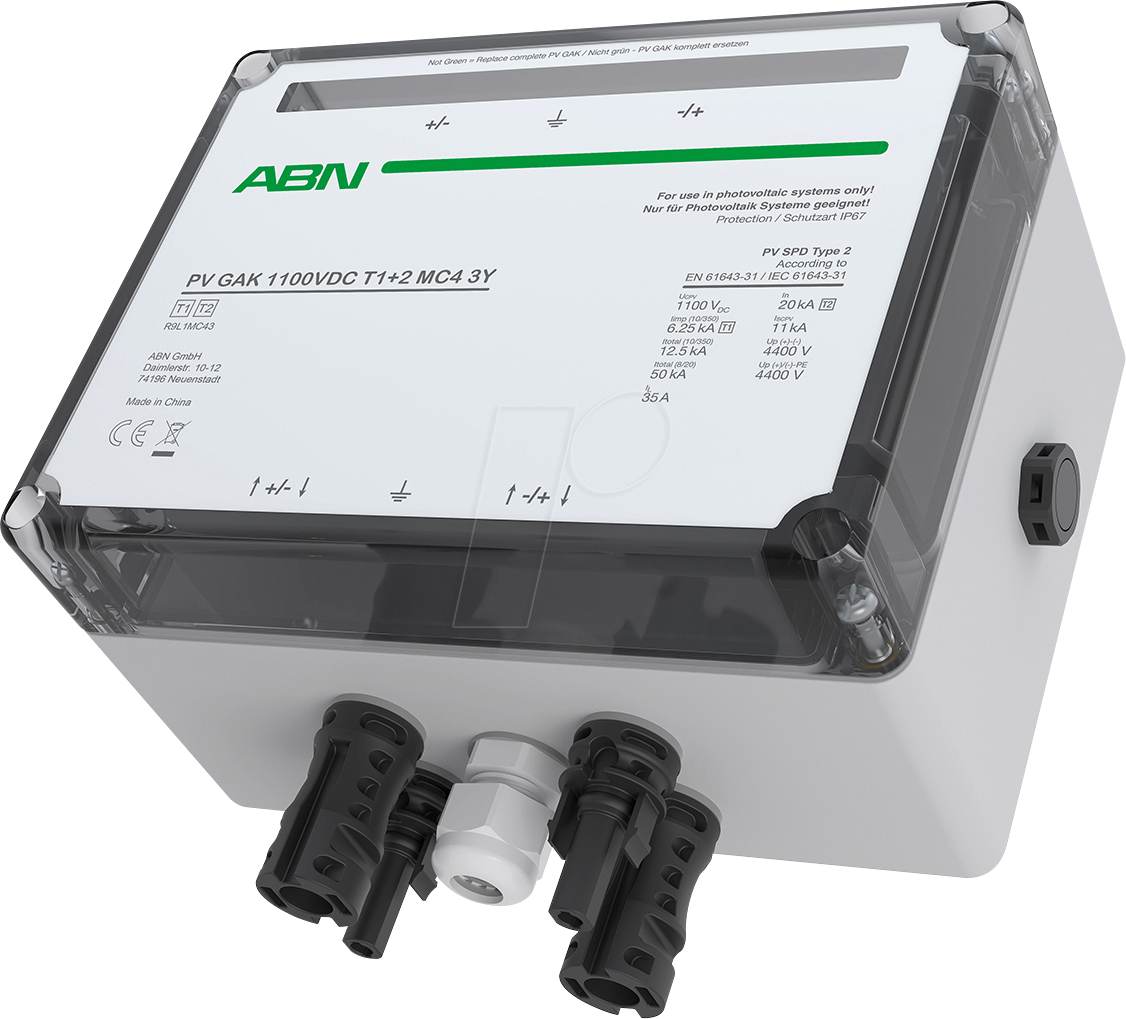 R9L1MC43 - PV GAK, mit Kombiableiter Typ 1+2, 1100 V DC, 1 MPPT, MC4 von ABN GMBH