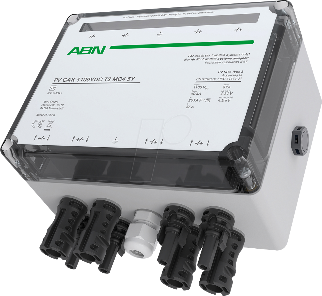 R9L2MC45 - PV GAK, mit Überspannungsschutz Typ 2, 1100 V DC, 2 MPPT, MC4 R9L2MC45 - PV GAK, mit Überspannungsschutz Typ 2, 1100 V DC, 2 MPPT, MC4 von ABN GMBH