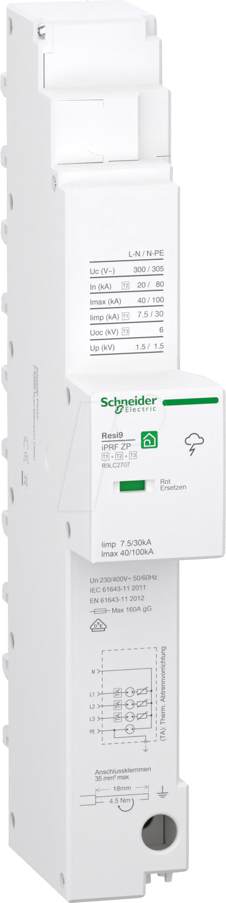 R9LC2707 - Kombiableiter, Typ 1+2+3, TT/TNS, 3P+N, 7,5 kA R9LC2707 - Kombiableiter, Typ 1+2+3, TT/TNS, 3P+N, 7,5 kA von ABN GMBH
