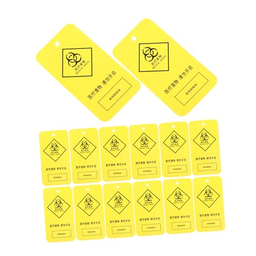 ABOOFAN 100 Stück Schild für medizinische Abfälle Gelbe Etiketten Indoor-Tags Robuste Tags Etiketten für medizinische Abfälle -Müll-Tags Plastikpapier von ABOOFAN