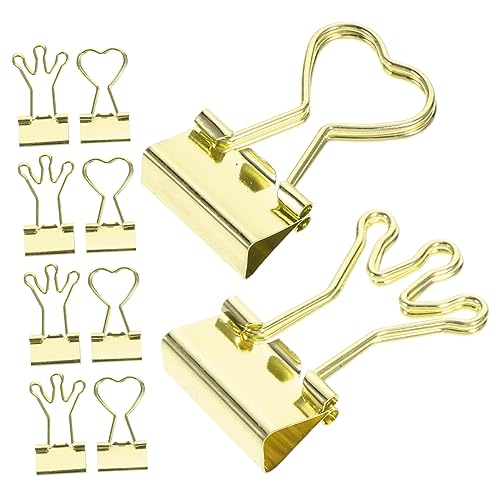 ABOOFAN Aktenordner 10st Planerordner Lesezeichenklammern Papierklammern Goldchip-Clips Feilenklemmen Heftklammern in Herzform Dateiclips Fotoclips Büro Sicherungsclip Empfindlich Metall von ABOOFAN