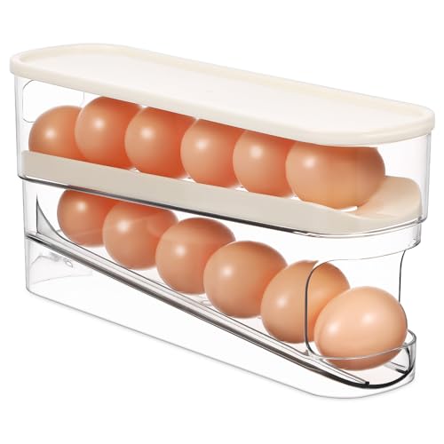 ABOOFAN Eierspender Roller Eier-Organizer Eierbehälter Doppelstock- Eierregal Küchenaufbewahrung von ABOOFAN