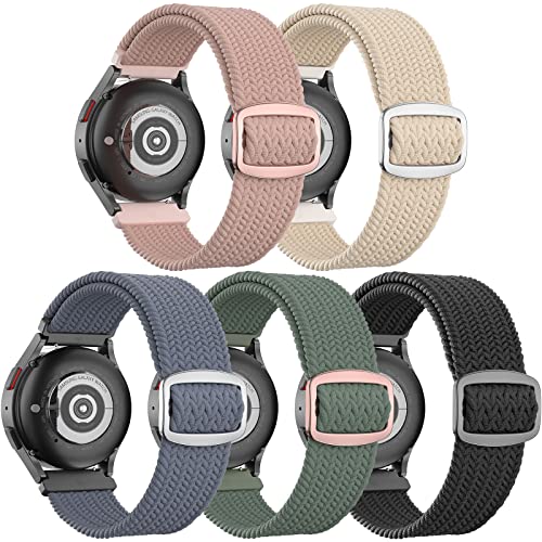 20 mm geflochtene Armbänder, kompatibel mit Samsung Galaxy Watch 6/5/4 40 mm 44 mm/Watch 5 Pro 45 mm/Watch 6/4 Classic 43 mm 47 mm 42 mm 46 mm/Active 2/Active/Watch 3 41 mm, 5 Stück elastische, von ABOVEACC