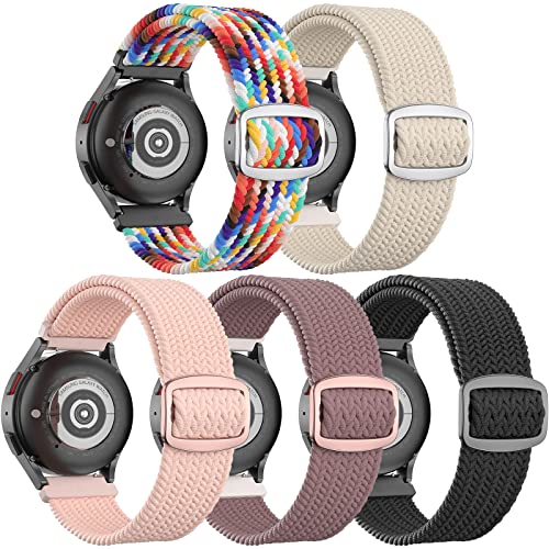 20 mm geflochtene Armbänder, kompatibel mit Samsung Galaxy Watch 6/5/4 40 mm 44 mm/Watch 5 Pro 45 mm/Watch 6/4 Classic 43 mm 47 mm 42 mm 46 mm/Active 2/Active/Watch 3 41 mm, 5 Stück elastische, von ABOVEACC