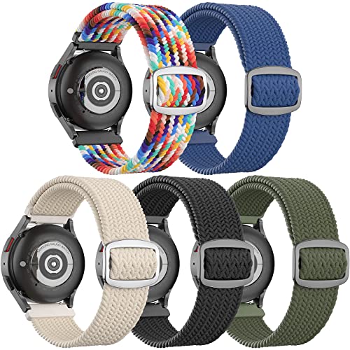 20 mm geflochtene Armbänder, kompatibel mit Samsung Galaxy Watch 6/5/4 40 mm 44 mm/Watch 5 Pro 45 mm/Watch 6/4 Classic 43 mm 47 mm 42 mm 46 mm/Active 2/Active/Watch 3 41 mm, 5 Stück elastische, von ABOVEACC