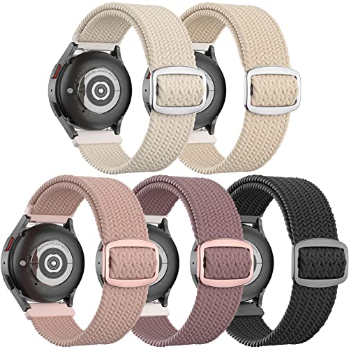 20 mm geflochtene Armbänder, kompatibel mit Samsung Galaxy Watch 6/5/4 40 mm 44 mm/Watch 5 Pro 45 mm/Watch 6/4 Classic 43 mm 47 mm 42 mm 46 mm/Active 2/Active/Watch 3 41 mm, 5 Stück elastische, von ABOVEACC