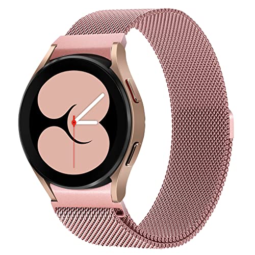 ABOVEACC Keine Lücke Edelstahl Armband Kompatibel mit Samsung Galaxy Watch 6/5/4 40mm 44mm/Watch 5 Pro 45mm/Watch 6/4 Classic 43mm 47mm 42mm 46mm, Metall Mesh Armbänder für Damen Herren, Rosa von ABOVEACC