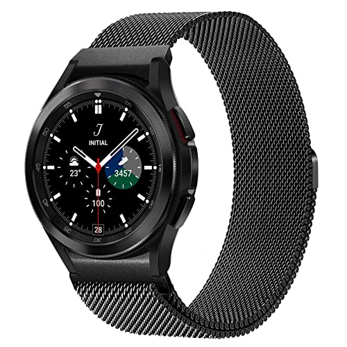 ABOVEACC Keine Lücke Edelstahl Armband Kompatibel mit Samsung Galaxy Watch 6/5/4 40mm 44mm/Watch 5 Pro 45mm/Watch 6/4 Classic 43mm 47mm 42mm 46mm, Metall Mesh Armbänder für Damen Herren, Schwarz von ABOVEACC