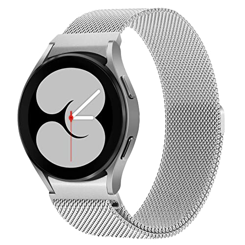 ABOVEACC Keine Lücke Edelstahl Armband Kompatibel mit Samsung Galaxy Watch 6/5/4 40mm 44mm/Watch 5 Pro 45mm/Watch 6/4 Classic 43mm 47mm 42mm 46mm, Metall Mesh Armbänder für Damen Herren, Silber von ABOVEACC