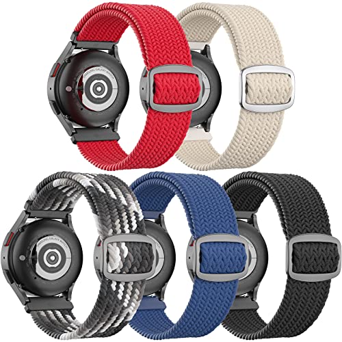 Geflochtene Armbänder, 20 mm, kompatibel mit Samsung Galaxy Watch 6/5/4, 40 mm, 44 mm, Watch 5 Pro 45 mm, Watch 6/4 Classic, 43 mm, 47 mm, 42 mm, 46 mm, Active 2/Active/Watch 3 41 mm, 5 Stück, von ABOVEACC
