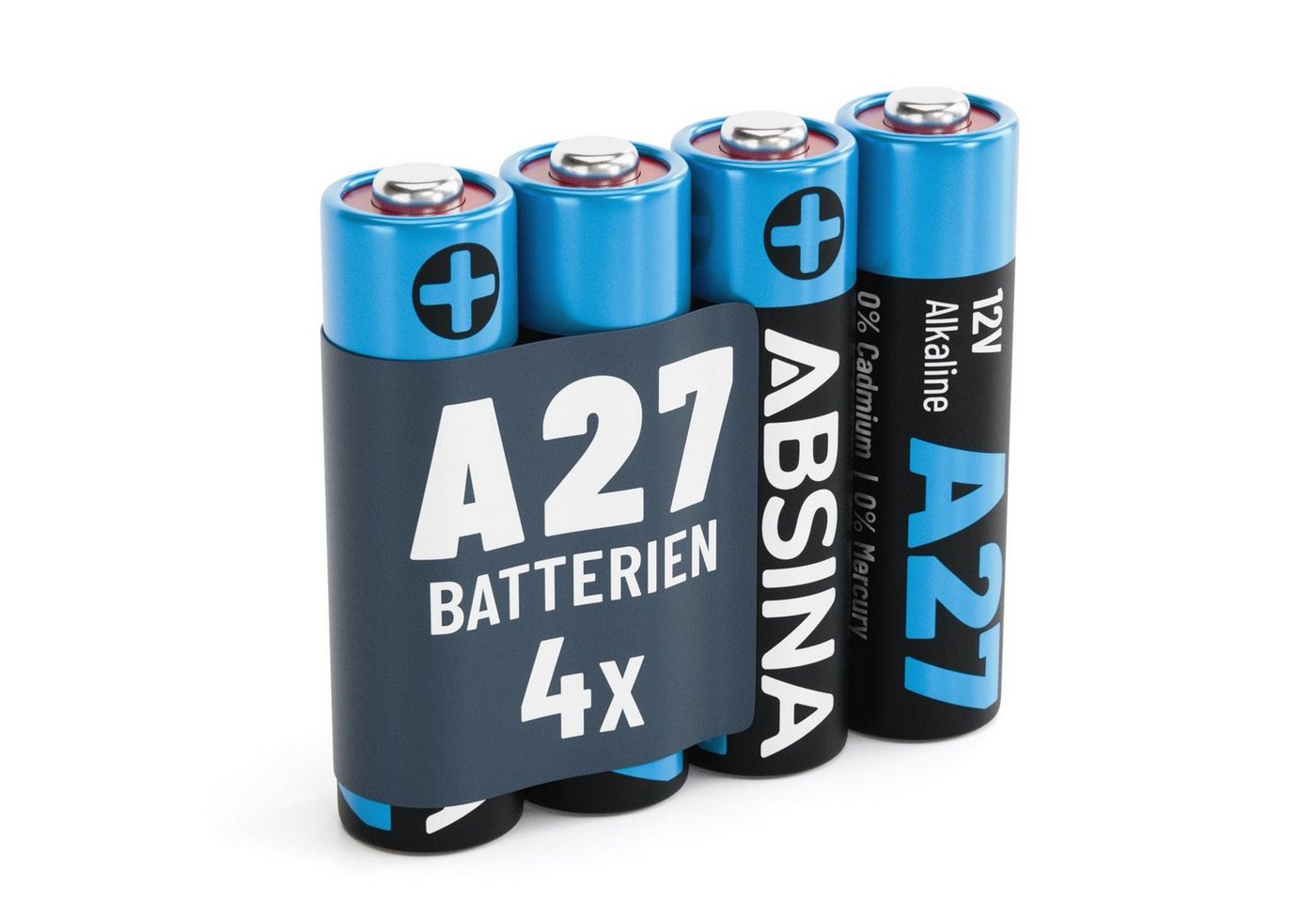 ABSINA 4x 27A 12V Batterie für Garagentoröffner, 27A 12V Alkaline mini Batterie, (1 St) von ABSINA