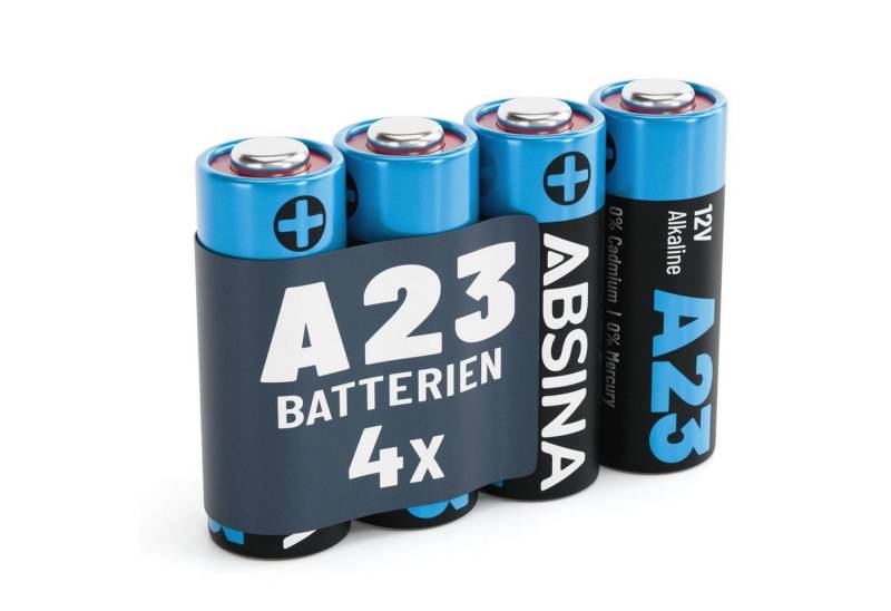 ABSINA 4x Batterie A23 für Garagentoröffner, 23A 12V Batterie Alkaline Batterie, (1 St) von ABSINA