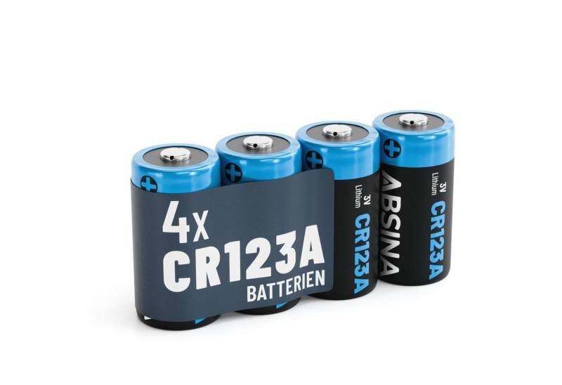 ABSINA 4x CR123A 3V Lithium Batterie für Kamera, Fotoapparat, auslaufsicher Batterie, (1 St) von ABSINA