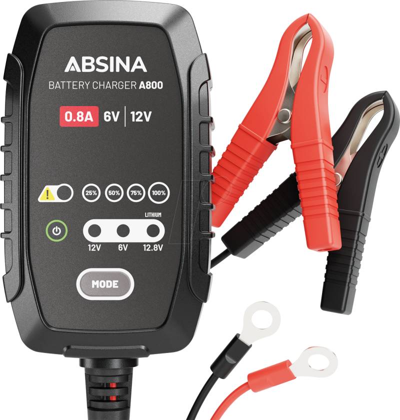 ABSINA A800 - Automatik-Ladegerät für Fahrzeuge - 6/ 12 V, 0,8 A von ABSINA