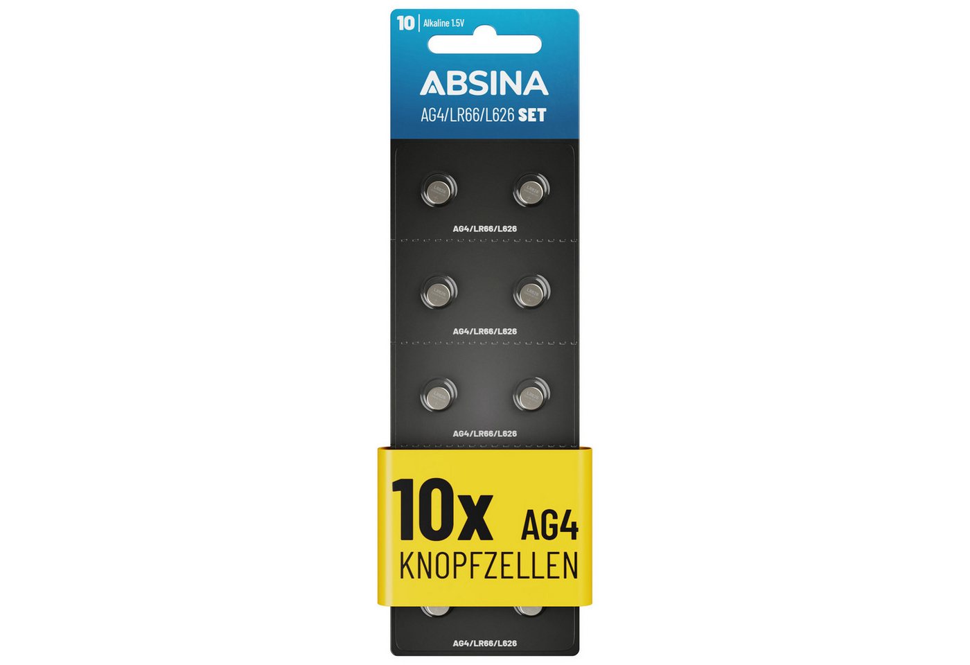 ABSINA AG4 LR66 Knopfzelle 10er Pack - 1,5V Alkaline Knopfzellen Knopfzelle, (1 St) von ABSINA