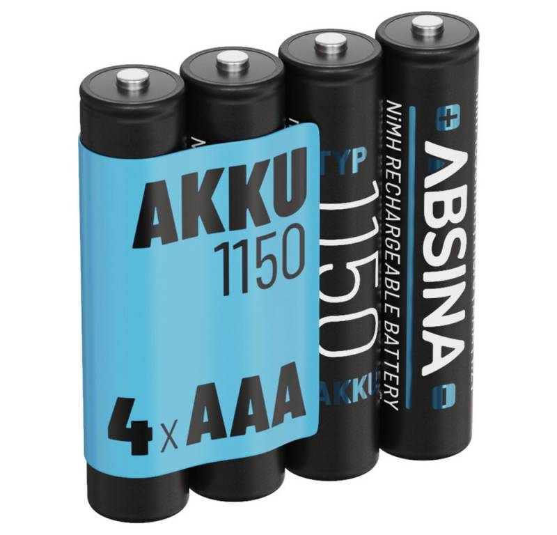 ABSINA Akku AAA Micro 1150 16er Pack - NiMH Wiederaufladbarer AAA Akku mit min. 1050mAh & 1,2V - Akkus AAA für Geräte mit hohem Stromverbrauch - AAA Akkus ideal für Telefon Akku 1050 mAh (1.2 V) von ABSINA