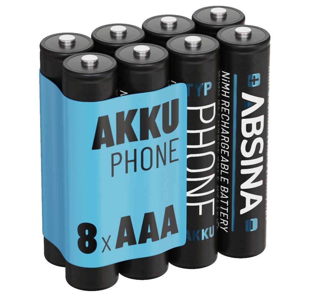 ABSINA Akku AAA für Telefon 800 mAh - 2x NiMH Telefonakkus Akkus Batterien Akku 800 mAh (1.2 V) von ABSINA