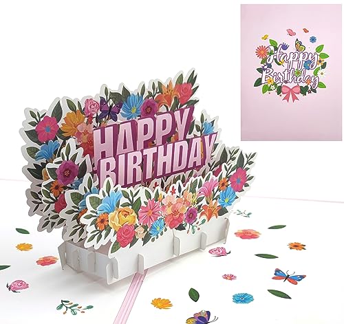 ABSOFINE 3D Geburtstagskarten, Pop Up Blumen Happy Birthday Gute Besserung Karte Geburtstagskarten set mit Umschlag für Frua Mütter Mädchen Männer Kinder Freunde Mann von ABSOFINE