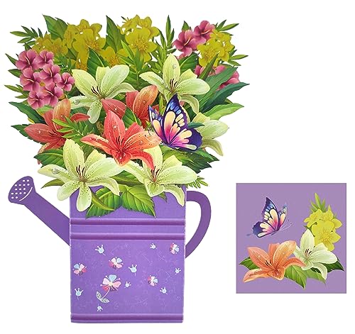 ABSOFINE Blumen Geburtstagskarte Frau, 3D Lila Lilienblüten Gute Besserung für Frau, Mutter & Freundin Geburtstag Muttertag Geschenk von ABSOFINE