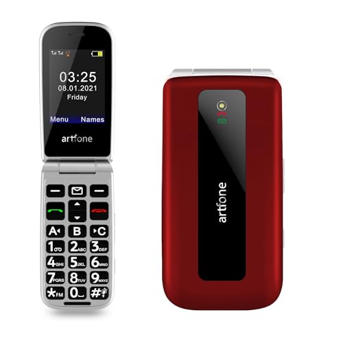 Artfone F20 Mobiltelefon für ältere Menschen mit Deckel, große Tasten, SOS-Taste, schneller Anruf, einfach, hohe Lautstärke, lange Akkulaufzeit, spanische Sprache, Rot Artfone F20 Mobiltelefon für ältere Menschen mit Deckel, große Tasten, SOS-Taste, schneller Anruf, einfach, hohe Lautstärke, lange Akkulaufzeit, spanische Sprache, Rot von ABUBU