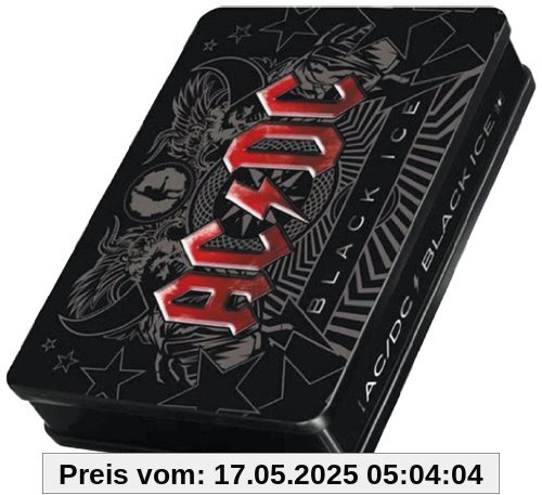 AC/DC - Black Ice - Steelbox inkl. CD/DVD, Flagge, Sticker-Set und Original Gibson Gitarren-Plektrum AC/DC - Black Ice - Steelbox inkl. CD/DVD, Flagge, Sticker-Set und Original Gibson Gitarren-Plektrum von AC/DC