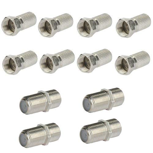 8X F-Stecker 7mm + 4X F-Verbinder Sat Kupplung Buchse/Buchse von AC-Sat-Corner