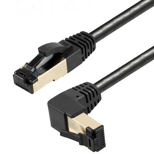 AC-Sat-Corner Fritz!Box LAN Kabel RJ45 Netzwerkkabel Anschlusskabel CAT 8.1 schwarz Silber nach oben gewinkelt für FRITZ!Box 4060 3 Meter von AC-Sat-Corner